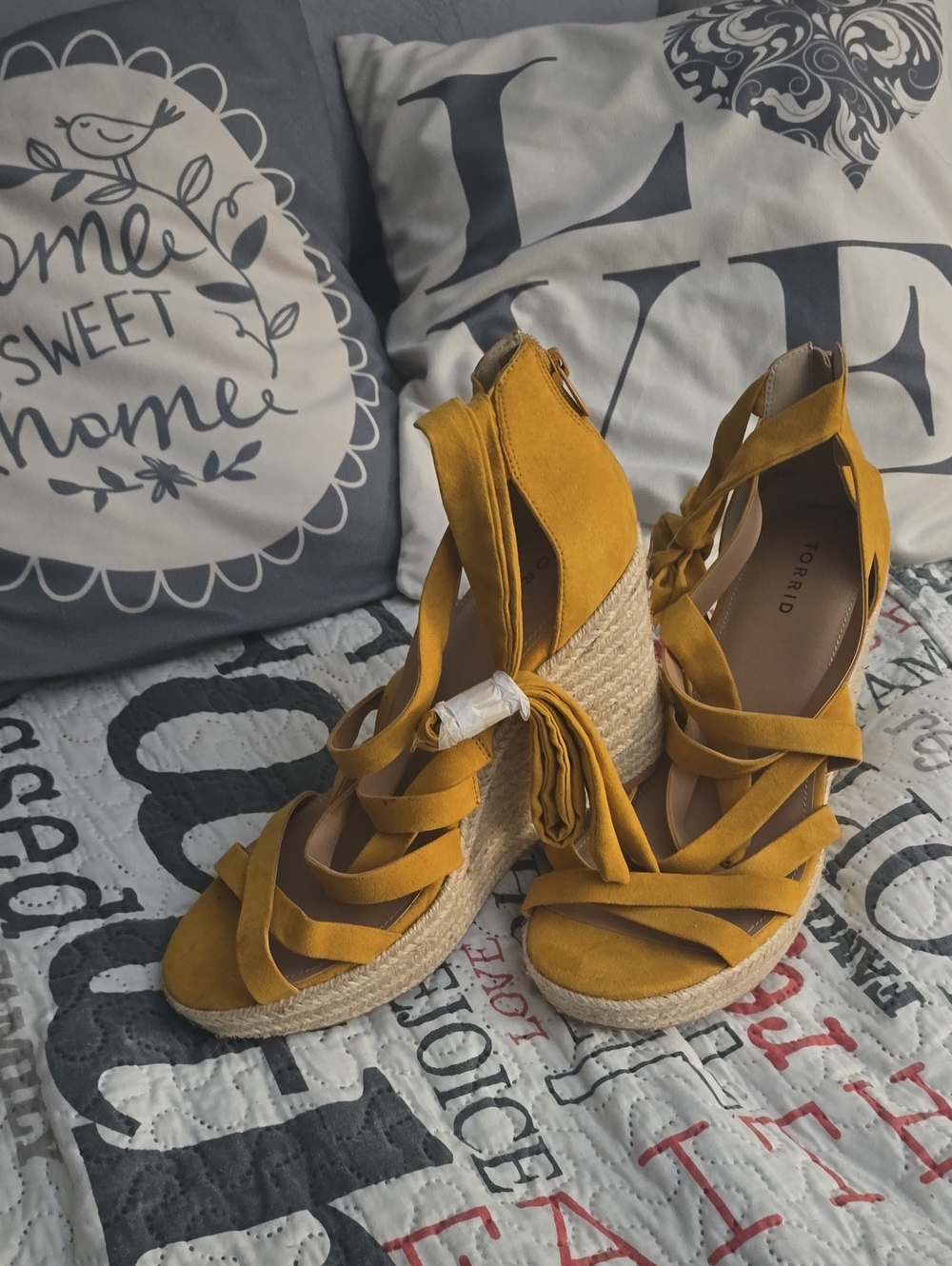 torrid Mustard Yellow Strappy Espadrille Wedge Sandals